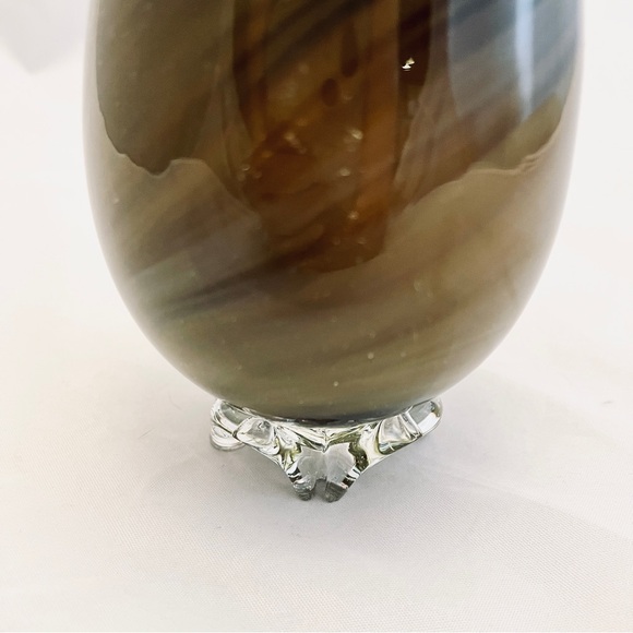 Art Glass Footed Vase, Hand Blown, 5" Gray Green, Vintage EUC - Picture 5 of 6